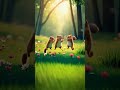 A chubby and adorable baby squirrel is joyfully playing with its friends in a vast green meadow
