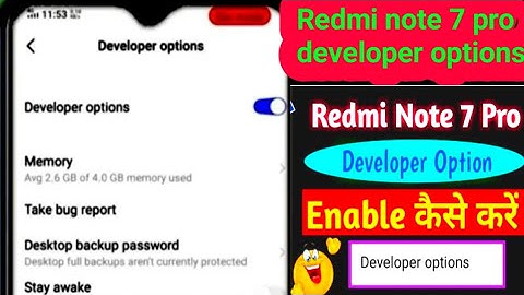 Redmi note 7 pro developer options ll Settings Redmi note 7 pro developer