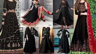 Black designer party wear gown for ladies