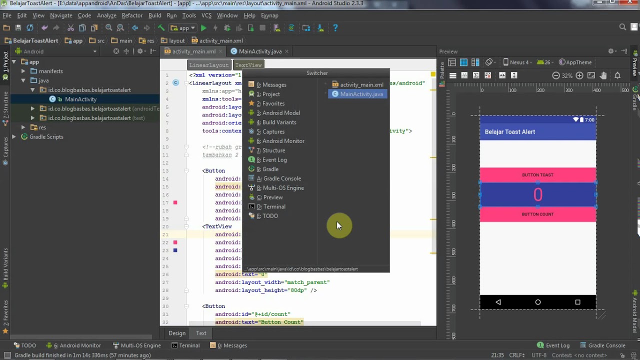 Android Dasar Part 1 - button toast - YouTube