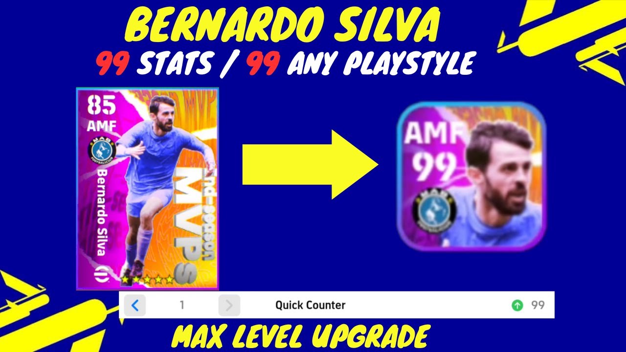 Bernardo Silva Max Level Training Upgrade in eFootball 2023 mobile I 99