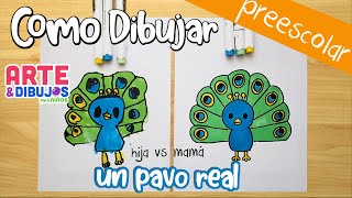 Como dibujar un PAVO REAL | fácil para pequeños artistas screenshot 1