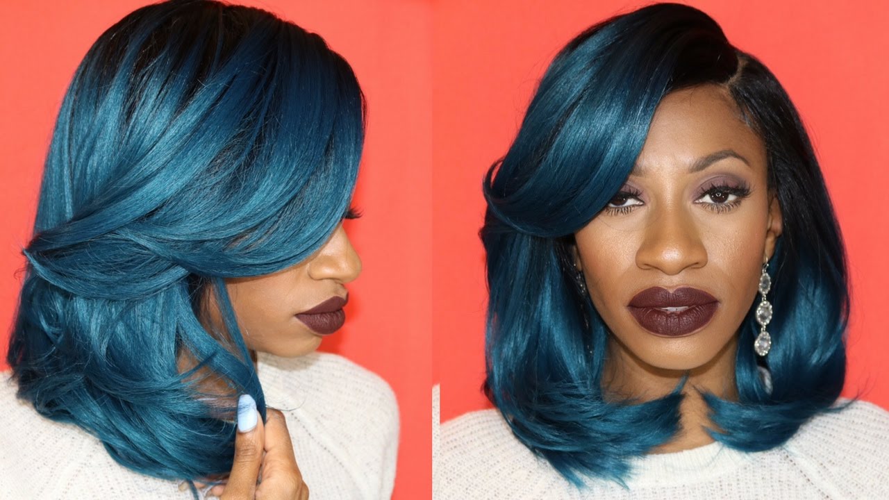 Blue and White Short Wig - wide 5