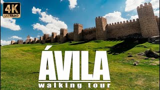 🇪🇸[4K] ÁVILA Walking Tour | Walled World Heritage City | Castile and Leon | Spain | February 2021