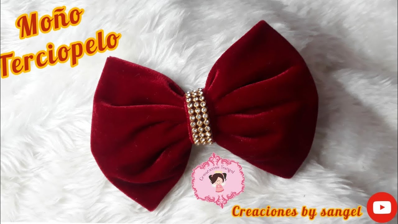 Moño terciopelo 🎀😍, facil de elaborar y sin maquina 😍🎀