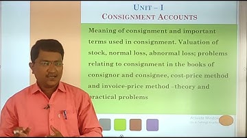 Financial Accounting - II - Unit - I Consignment Accounts by S B Paitl.