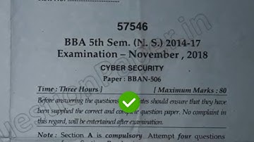 [2018] Mdu BBA 5th Sem Cyber Security Question Paper #MduQuestionPaper