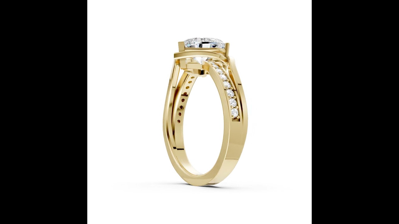 Heart Accented Bypass Lab Diamond Engagement Ring
