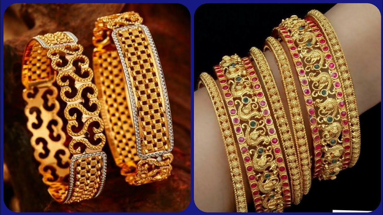 Elegant Designer White & Yellow Gold Bangles Designs With Ruby Emerald & Diamond