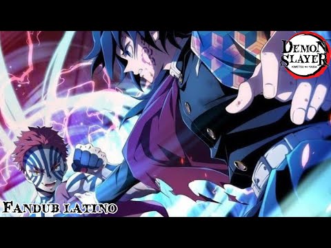 Tomioka vs akasa (fandub latino) kimetsu no Yaiba castillo infinito