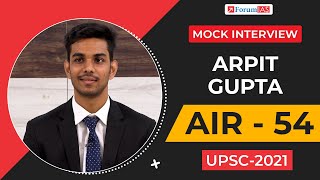 23 Years Boy from Gorakhpur Secured 54th Rank | Arpit Gupta IAS | Mock Interview | CSE 2021