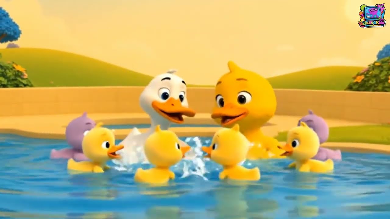 🦆 5 Little Ducks Jumping in the Pool | Fun Counting Song for Kids | AchuTV4Kids