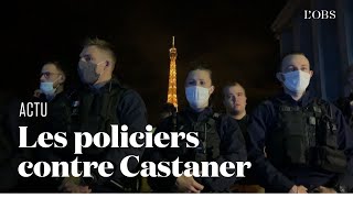 Après l'allocution d'Emmanuel Macron, les policiers jettent leurs menottes au sol au Trocadéro