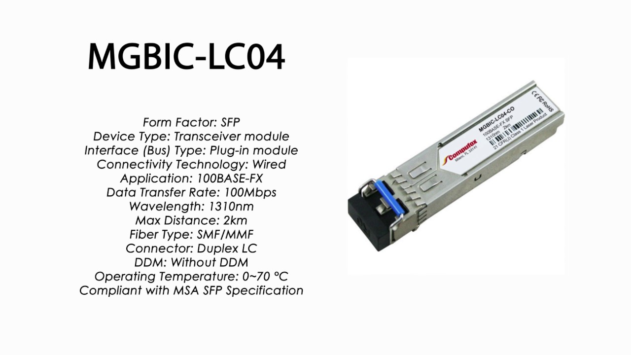 Enterasys Compatible MGBIC-LC04-100BASE-FX SFP Transceiver