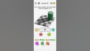 Braindom Level 70 How many squares are the same color as square A? Gameplay Solution Walkthrough