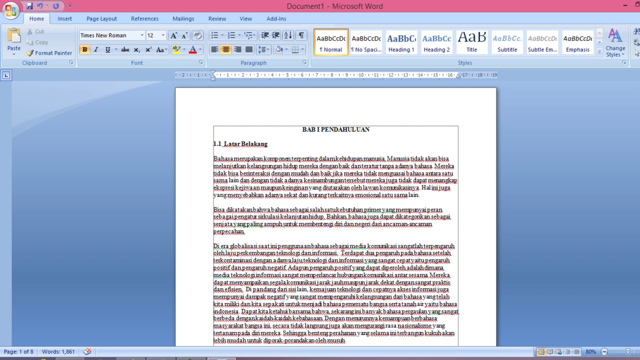 cara membuat daftar isi secara otomatis di microsoft word