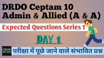 Expected Questions Series Day 1 | DRDO Ceptam 10 Admin & Allied 2022 | Maths + Reasoning + Gk + Eng