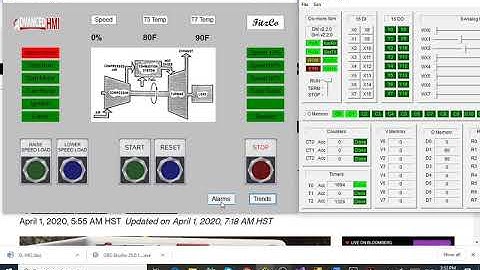 Fitzco Turbine Controls Simulator using AdvancedHMI and a DO More PLC simulator.