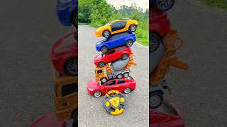 Red-Tesla Mixer Truck SUV Mini Four Wheel Five Cars Racing 🏁🤠