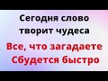 Сегодня слово творит чудеса. Все, что загадаете, сбудется быстро.