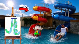 FRANKLIN DRAWING A BIGGEST WATERSLIDE WITH HELP OF MAGICA...