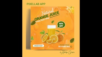 Professional orange juice banner design | pixellab app tutorial | social media smartphone design.
