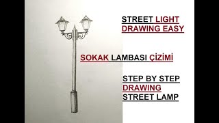 Street lamp drawing easy / Step by step drawing street light / How to draw a lamppost