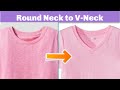 Convert Any Round Neck T-shirt to a Professional Looking V-Neck T-shirt in 15 minutes | #stayathome