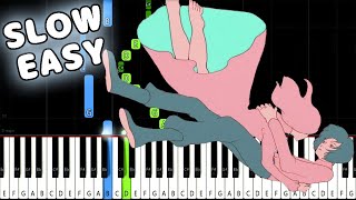 Video thumbnail of "YOASOBI - Racing into the Night - SLOW EASY Piano Tutorial [animelovemen]"