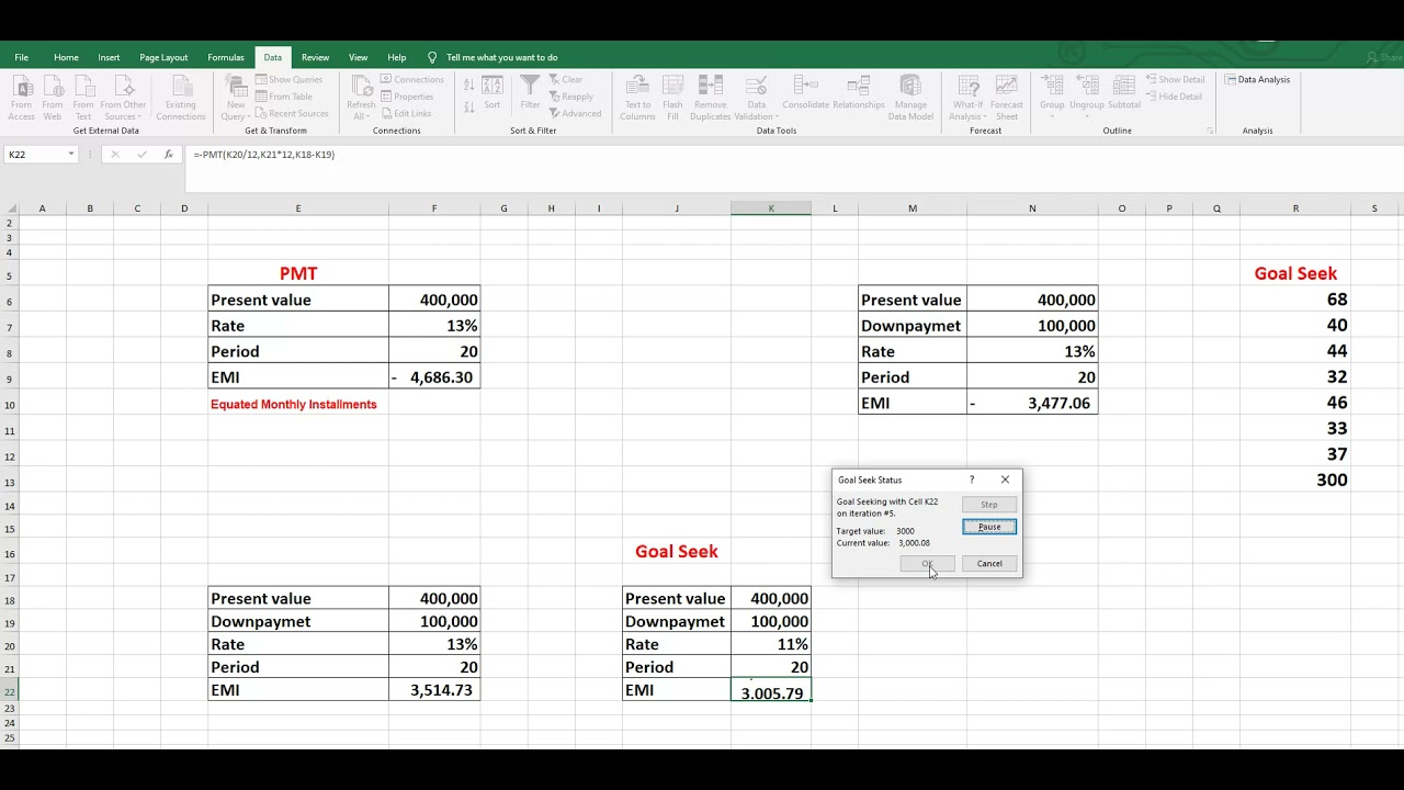 How to use goal seek formula in ms excel urdu hindi youtube