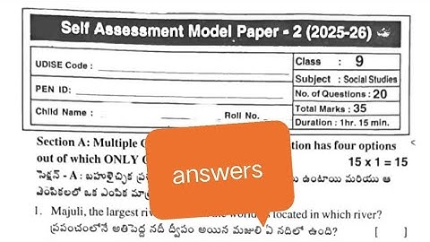 💯9th class social studies self assessment model 2 real question paper answers key fa-2 