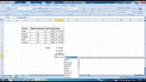 Introduzione ad Excel ed ai fogli di calcolo