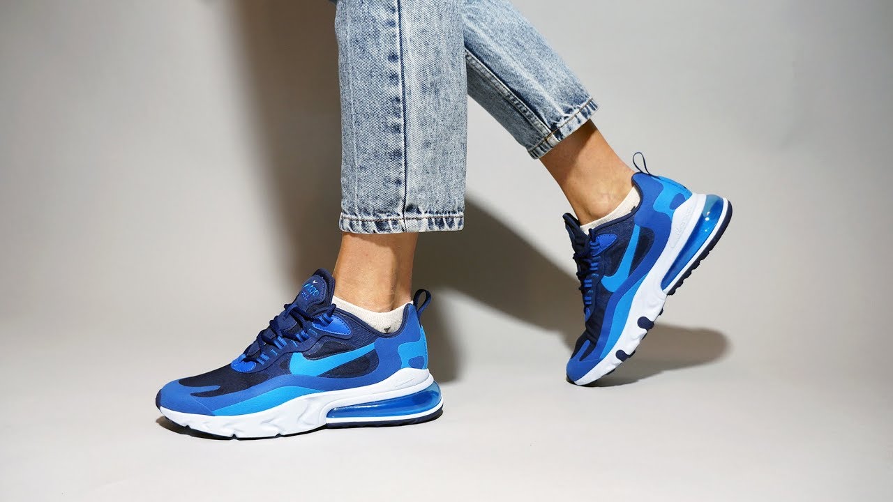 perderse salami Vegetación Nike Air Max 270 React Blue Void AO4971-400 on feet - YouTube