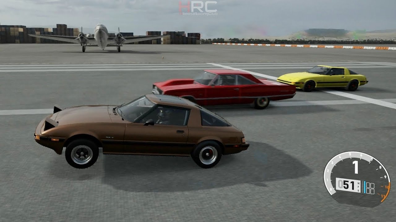 Forza 7:Track Bite Drag Meet | 1/4 Mile Runs w/ 4 Rotor RX7, Big Tire CTS-V, SN95, BBF & More