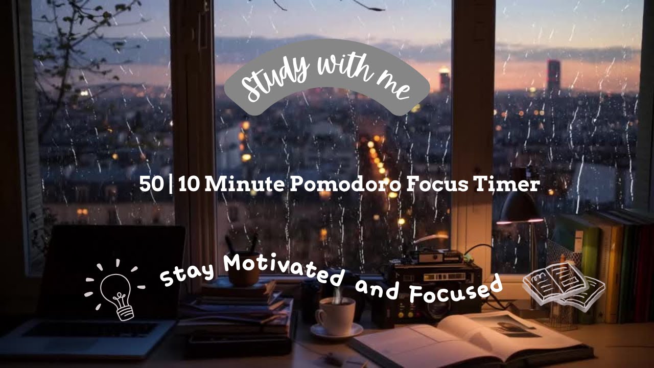 2 hour Study With Me | 50 Min Pomodoro Timer + Rain Sounds | Deep Focus ...