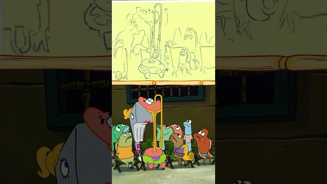 Patrick stuck in a trombone - 'Band Geeks' Hand Drawn! 