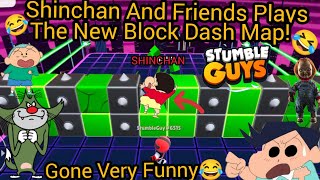 Shinchan And Friends Plays The New Impossible BLOCK DASH Map🔥 In Stumble Guys😂 Gone Very Funny🤣