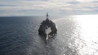 Combat ship USS Coronado (LCS 4) transits the Bohol Sea during an exercise with the Philippine navy