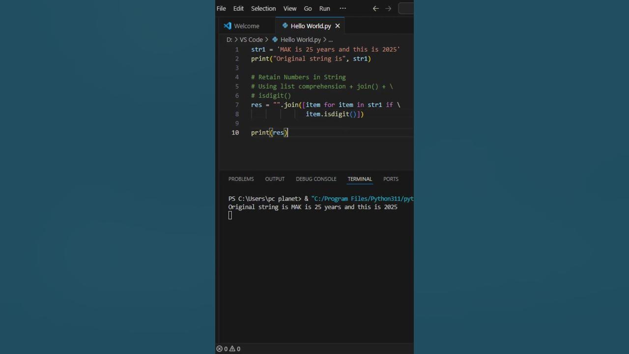 Python masters code for remove characters from string except numbers # ...