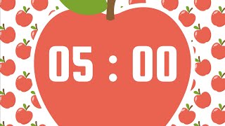 5 Minute Timer | With Upbeat Playful Music & Alarm Bell | Apple Theme 🍎
