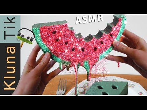 FLORAL FOAM WATERMELON for LUNCH! | Kluna Tik Dinner | ASMR eating sounds no talk espuma floral