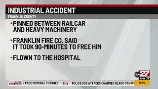 Man rescued after being trapped by rail car at Franklin County company