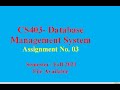 CS403 Assignment 3 Solution Fall 2021 Correct 100% By WAQAS AHMAD