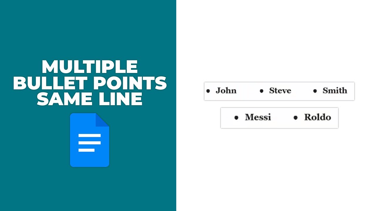 How to add multiple bullet points on same line in google docs