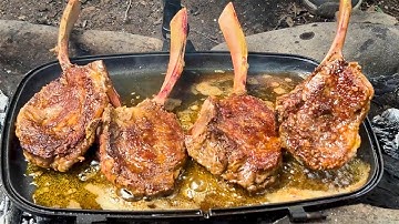 Campfire Cooking 🔥 Juicy Sizzling Steak Deep in the Forest 🌲