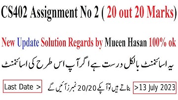 CS402 Assignment No 2 Updated Solution | CS402 Assignment No 2 Solution Spring 2023