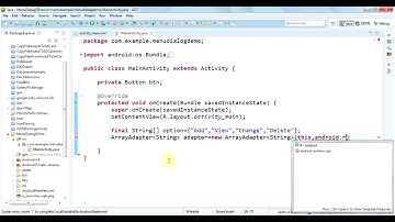 Adding a menu based dialog in android app