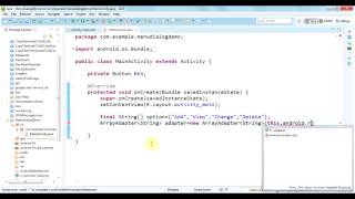 Adding a menu based dialog in android app