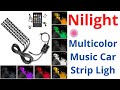 Nilight 4PCS 48 LEDs USB Interior Lights DC 5V Multicolor Music Car Strip Light Under Dash Lighting