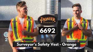 Pioneer 6692 Surveyors Safety Vest Hi-Viz Orange Safetywear.ca